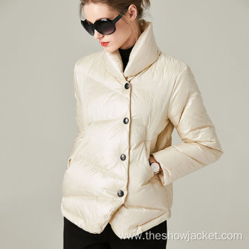 Customization Winter Women Short Stand Collar Down Coat